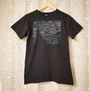 WOOT start night binary black short small t-shirt